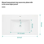 36"x18" White Rectangular Single Vanity Top