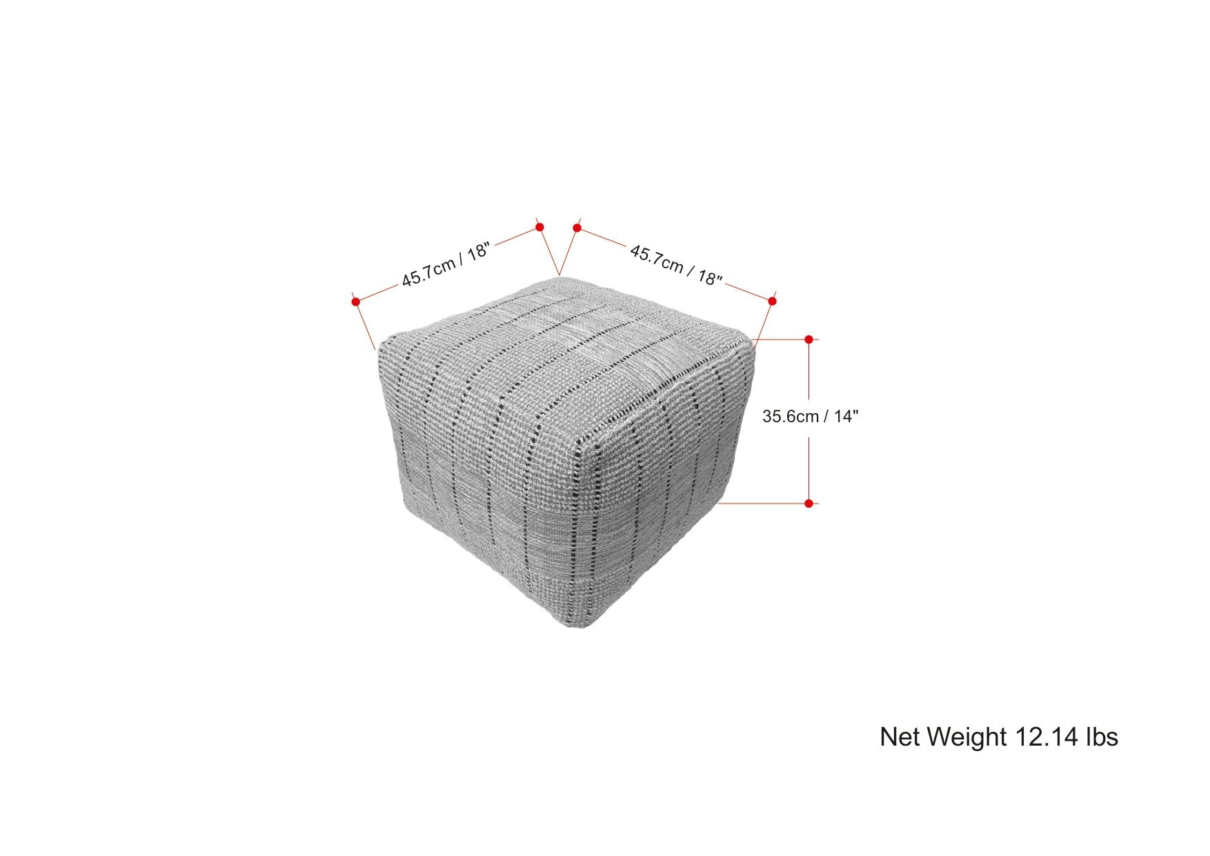 Elmer 18 Inch Wide Square Pouf