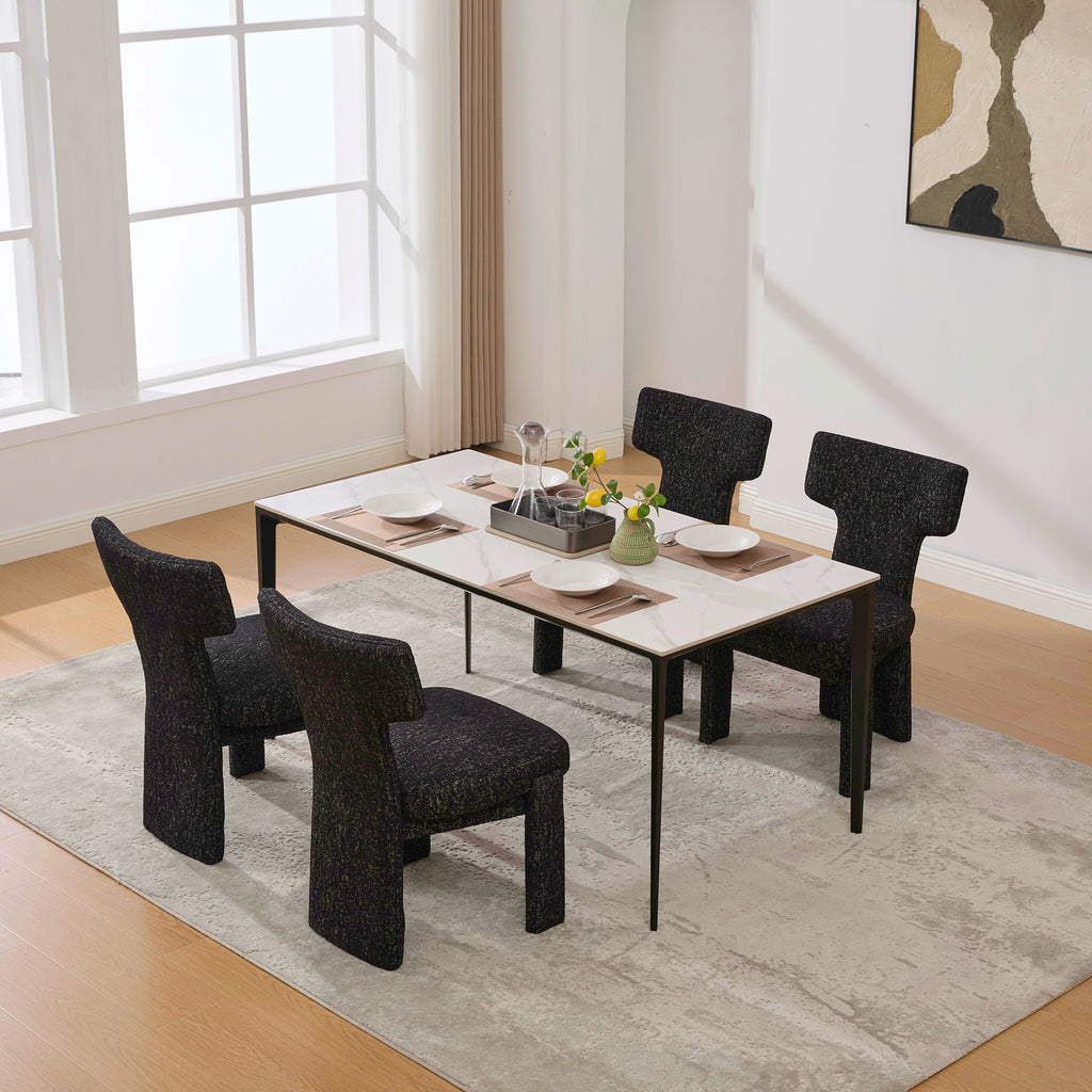 22.05" Wide Modern Upholstered Chenille Dining Chair Set of 4