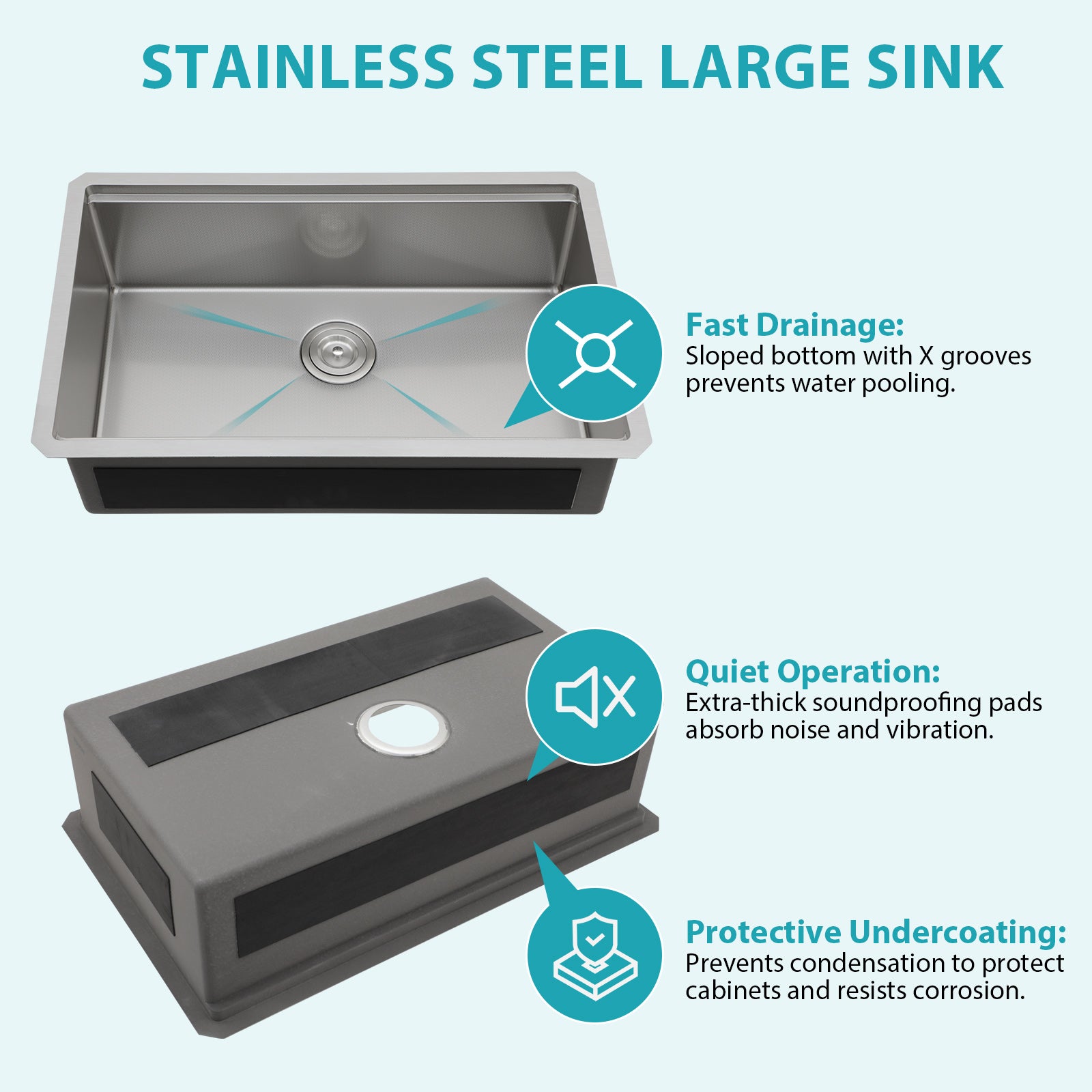 30" Undermount Kitchen Sink - 16 Gauge Stainless Steel Workstation