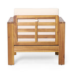Set of 2 Outdoor Acacia Wood Club Chairs with Cushions