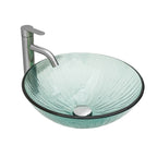 Artistic Vertical-Textured Glass Vessel Bathroom Sink