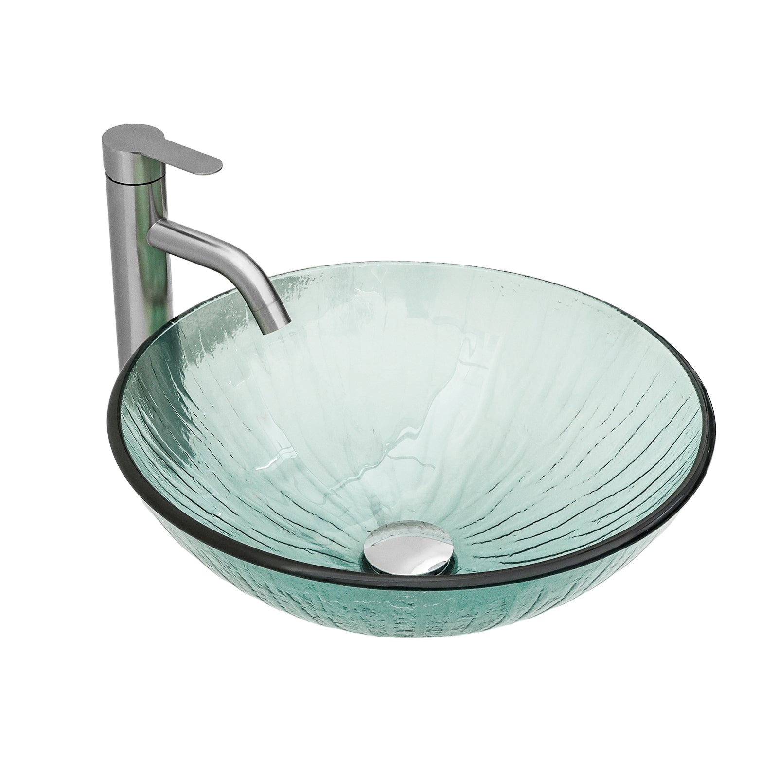Artistic Vertical-Textured Glass Vessel Bathroom Sink