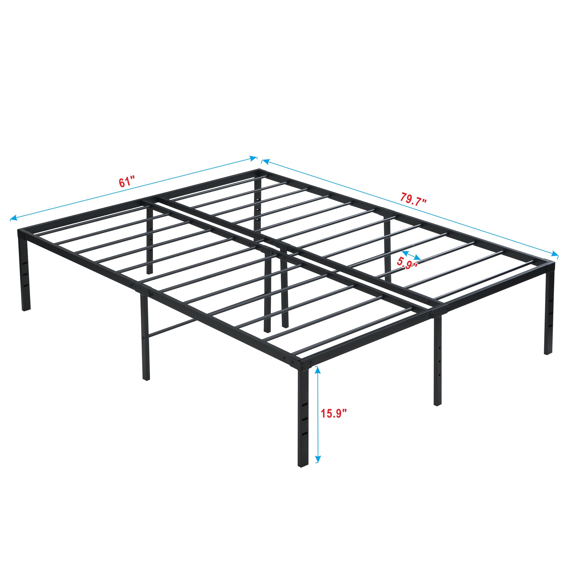 Queen Size Bed Frame - Heavy Duty Metal Construction