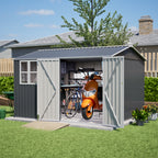 10X8FT Outdoor Steel Storage Shed with Clear Window