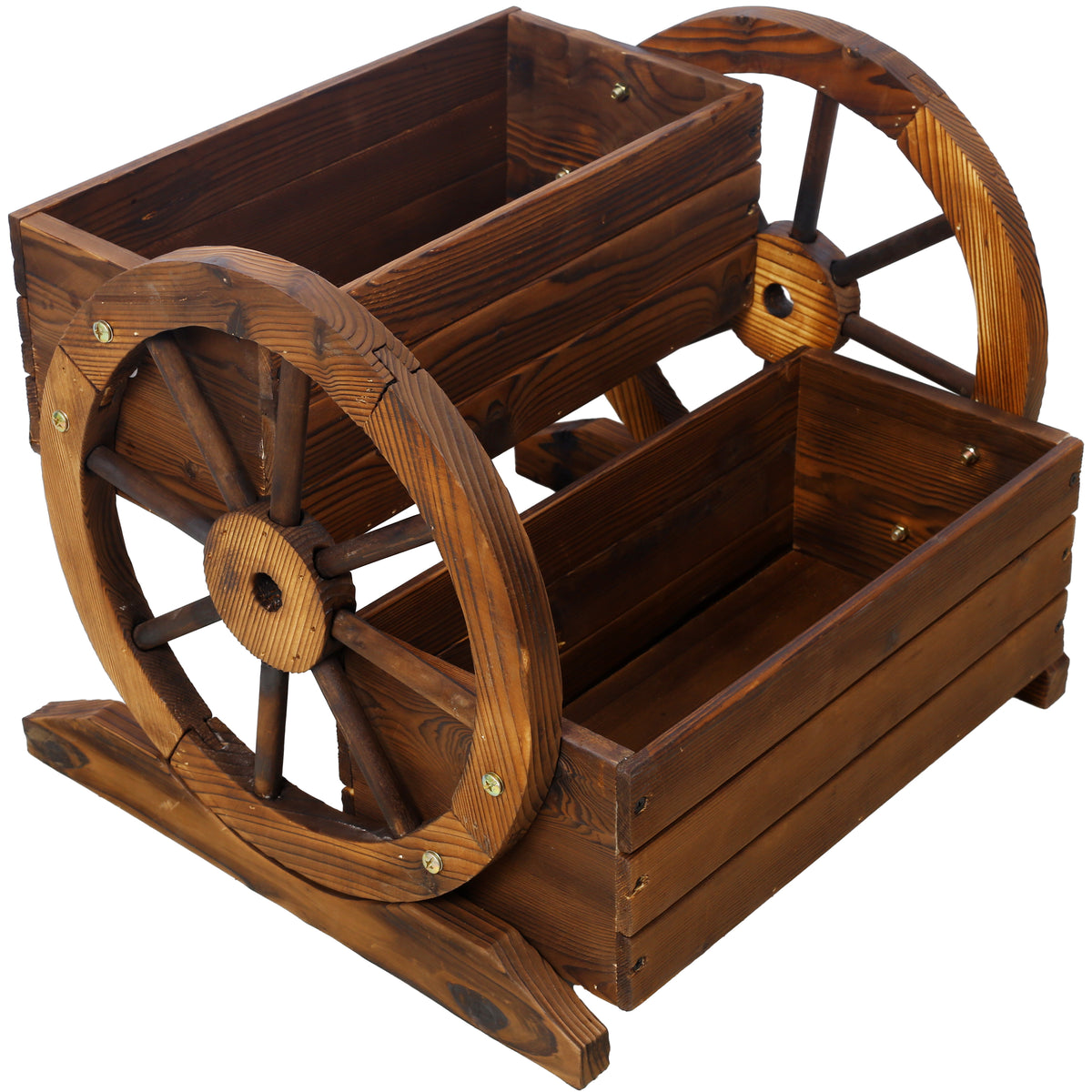 Wooden Wagon Planter Box With Wheels