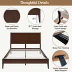 Mid-Century Danish Modern Style Solid Bamboo Wood Sleigh Platform Bed Frame