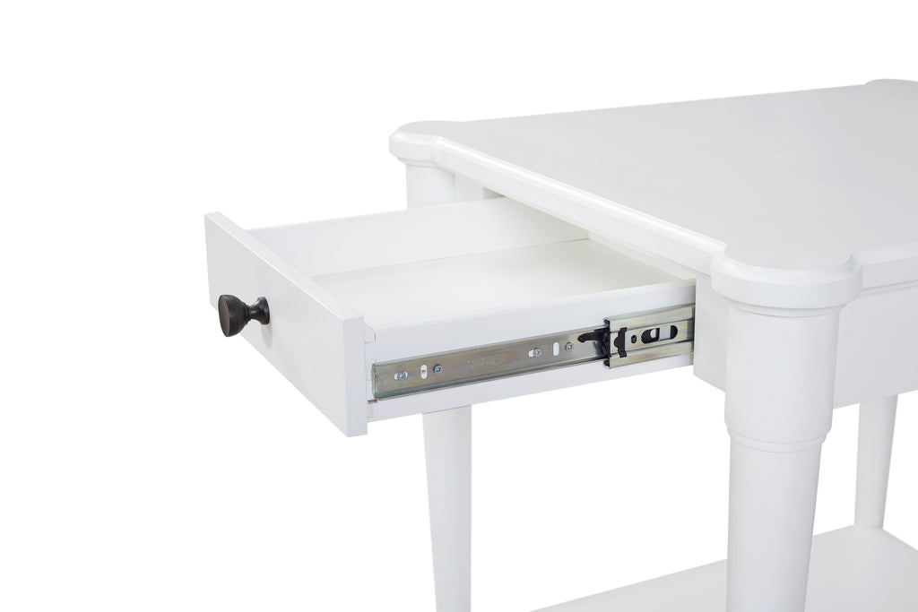 White Finished End Table With Storage Drawer