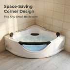 59" Corner Whirlpool Bathtub for 2-Person