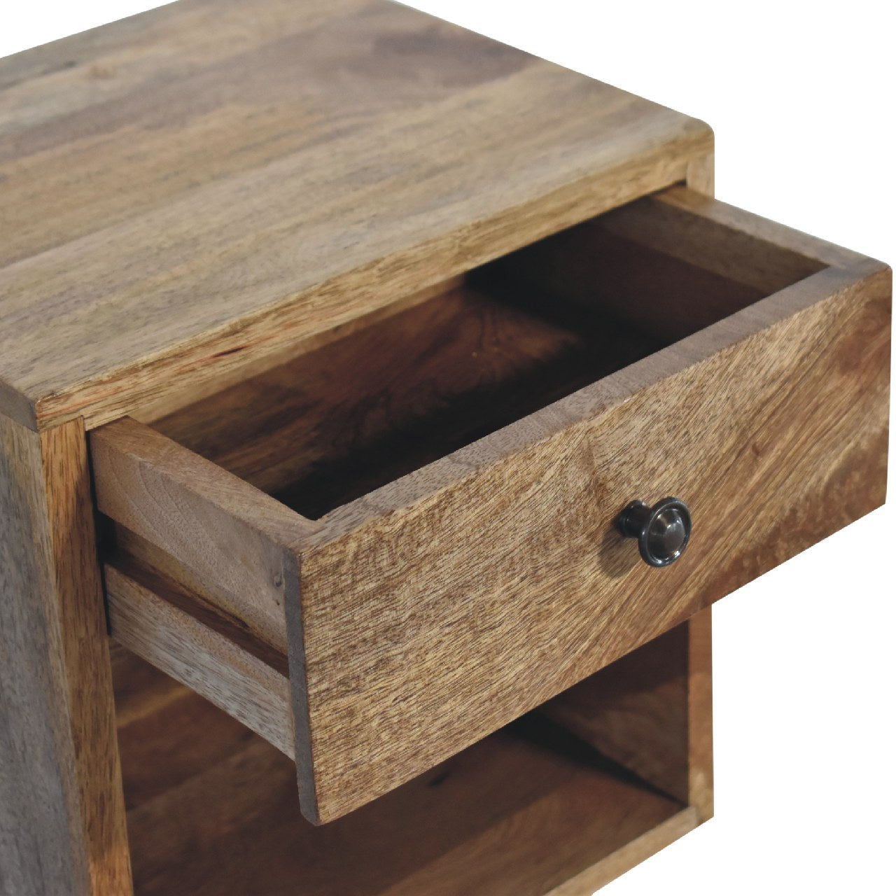 Solid Wood Floating Mini Classic Bedside, Wall-mounted, 1-Drawer, 1 Open Slot