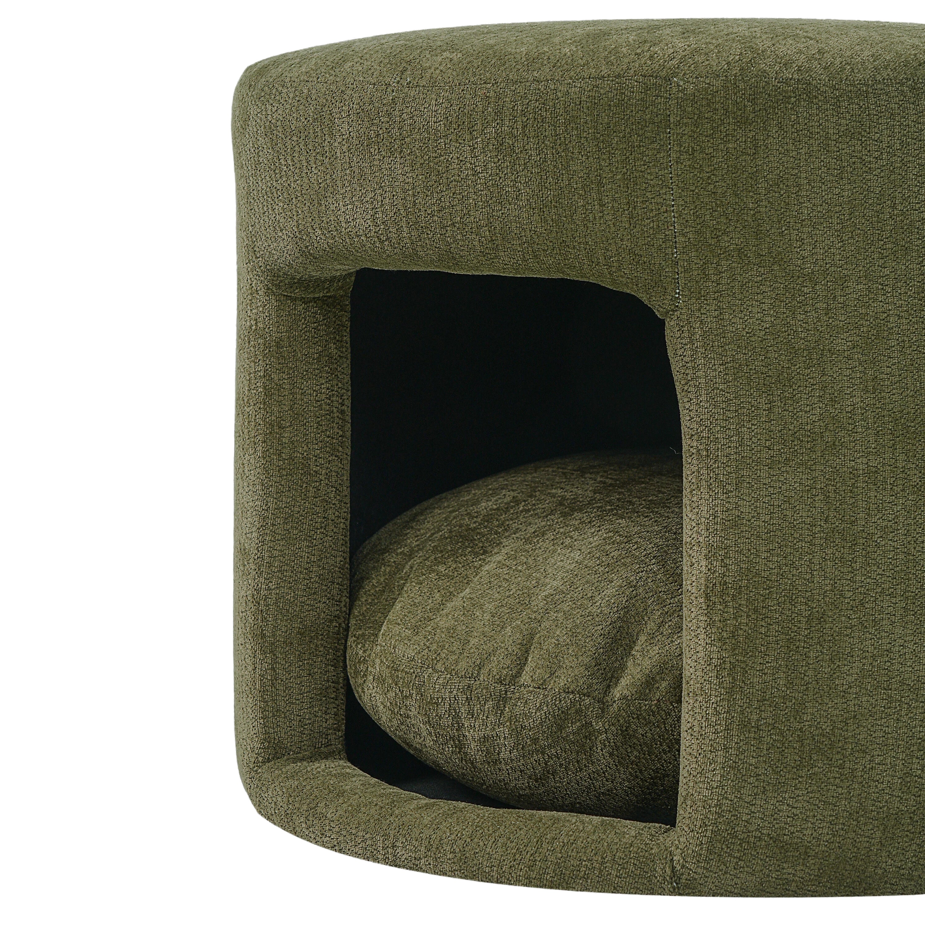 Green Pet Friendly Ottoman with Removable Pet Cushion