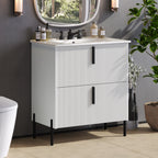 30" Bathroom Vanity with Ceramic Sink and Fluted Design