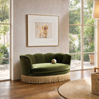 Clara 34.5" Scalloped Pet Sofa Bed, Medium, Olive