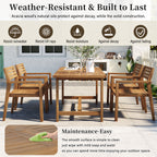 U_STYLE 5-Piece Outdoor Acacia Wood Dining Set
