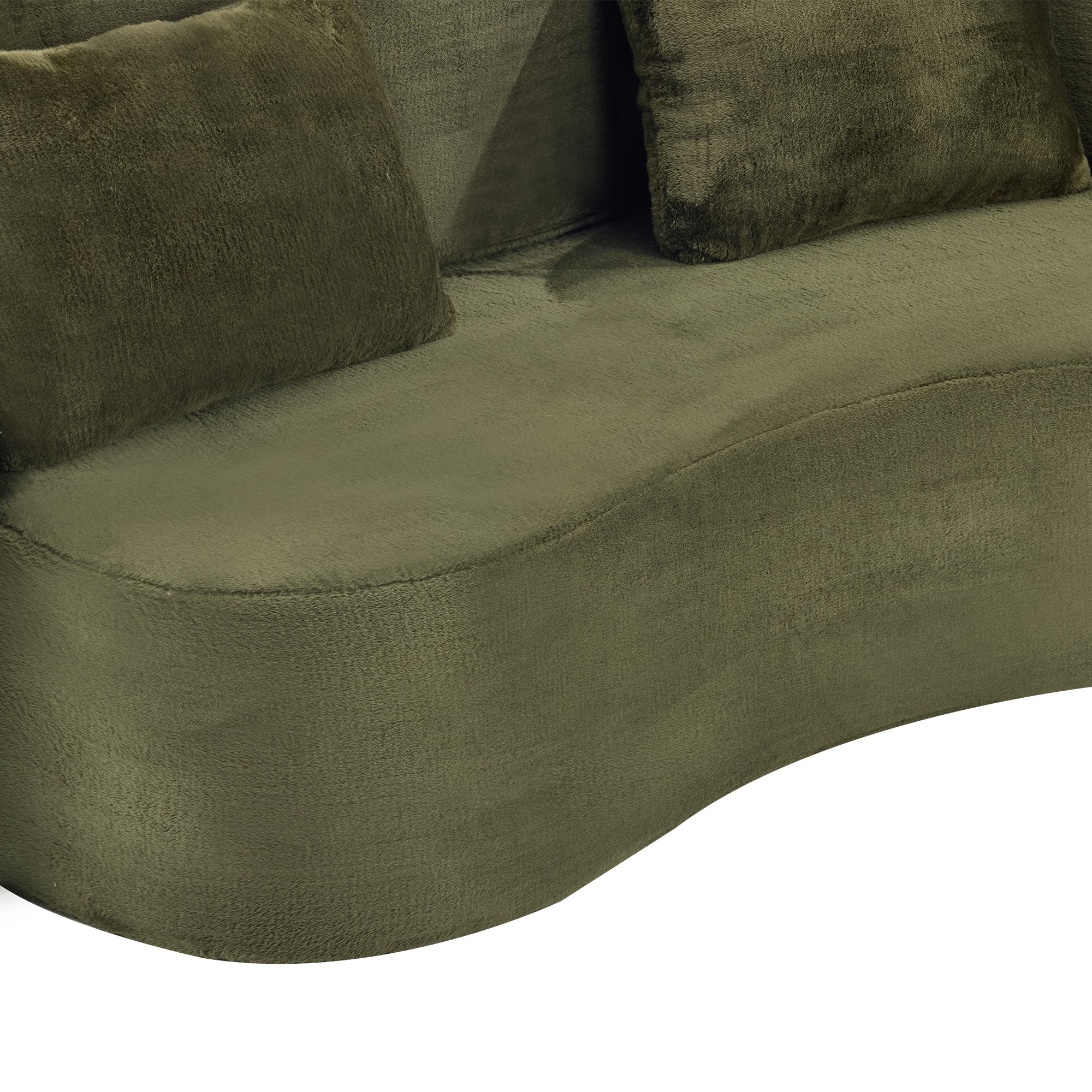 71-Inch Folding Sofa Bed in Green Plush Faux Fur