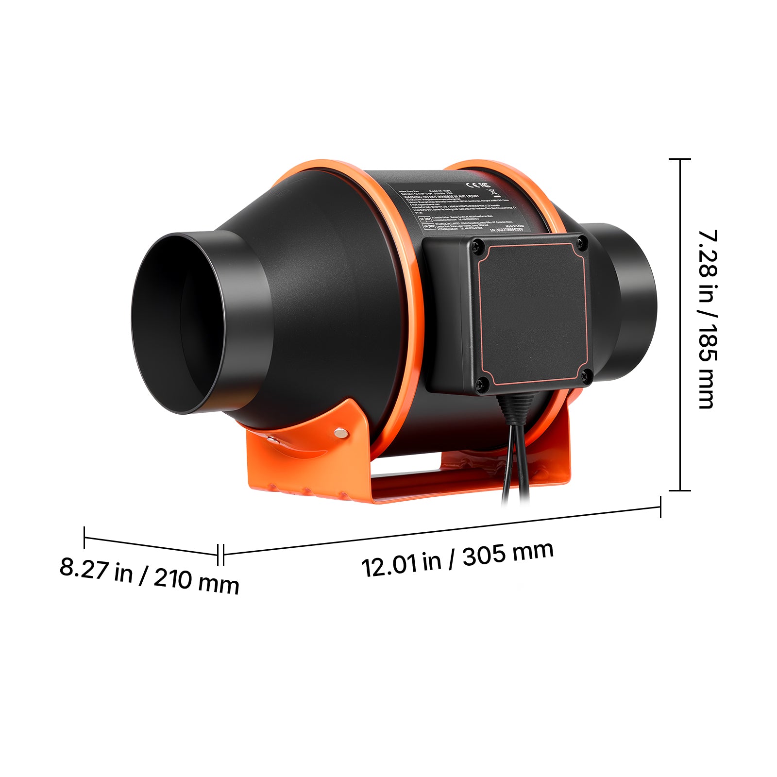 Inline Duct Fan, 205 CFM 4 Inch EC Motor