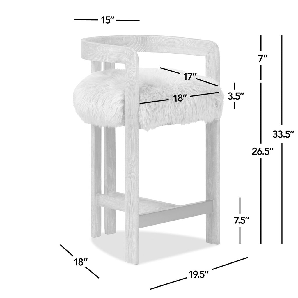 Millwick 26.5" Low Back Genuine Fur Counter Stool