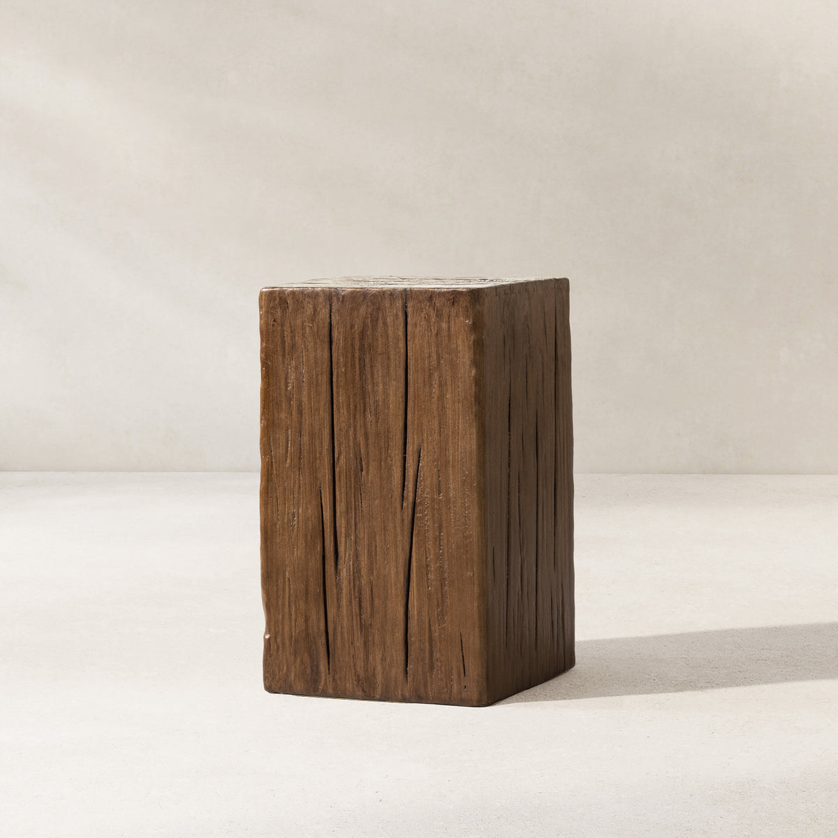 Umber Solid Reclaimed Pine Wood Side Table, 19.5-Inch, Light Natural