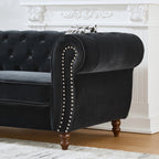 Chesterfield Velvet Upholstery Fabric Sofa - 3 Seater