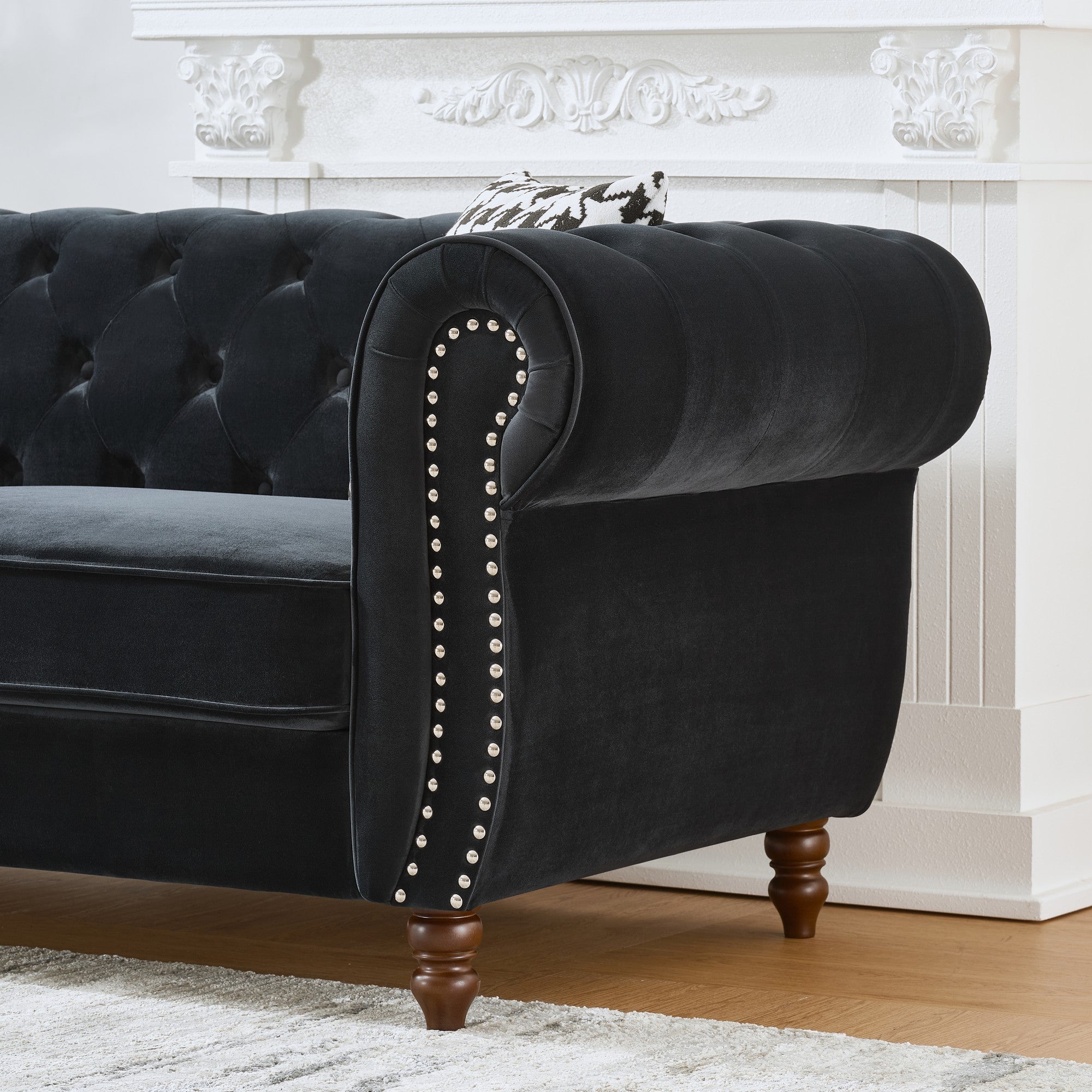 Chesterfield Velvet Upholstery Fabric Sofa - 3 Seater