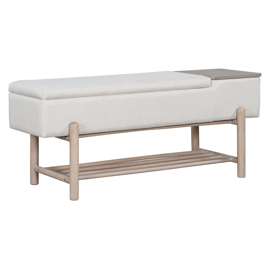 TREXM Farmhouse Upholstered Storage Bench