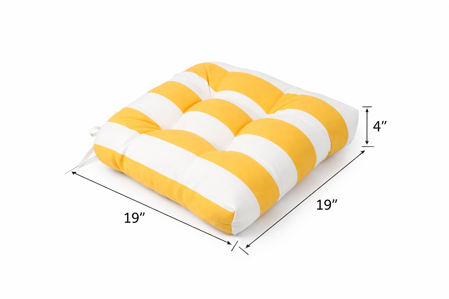 Outdoor Chair Cushions Set of 2, 19 x 19 x 4 Inch Tufted Seat Cushions with Ties
