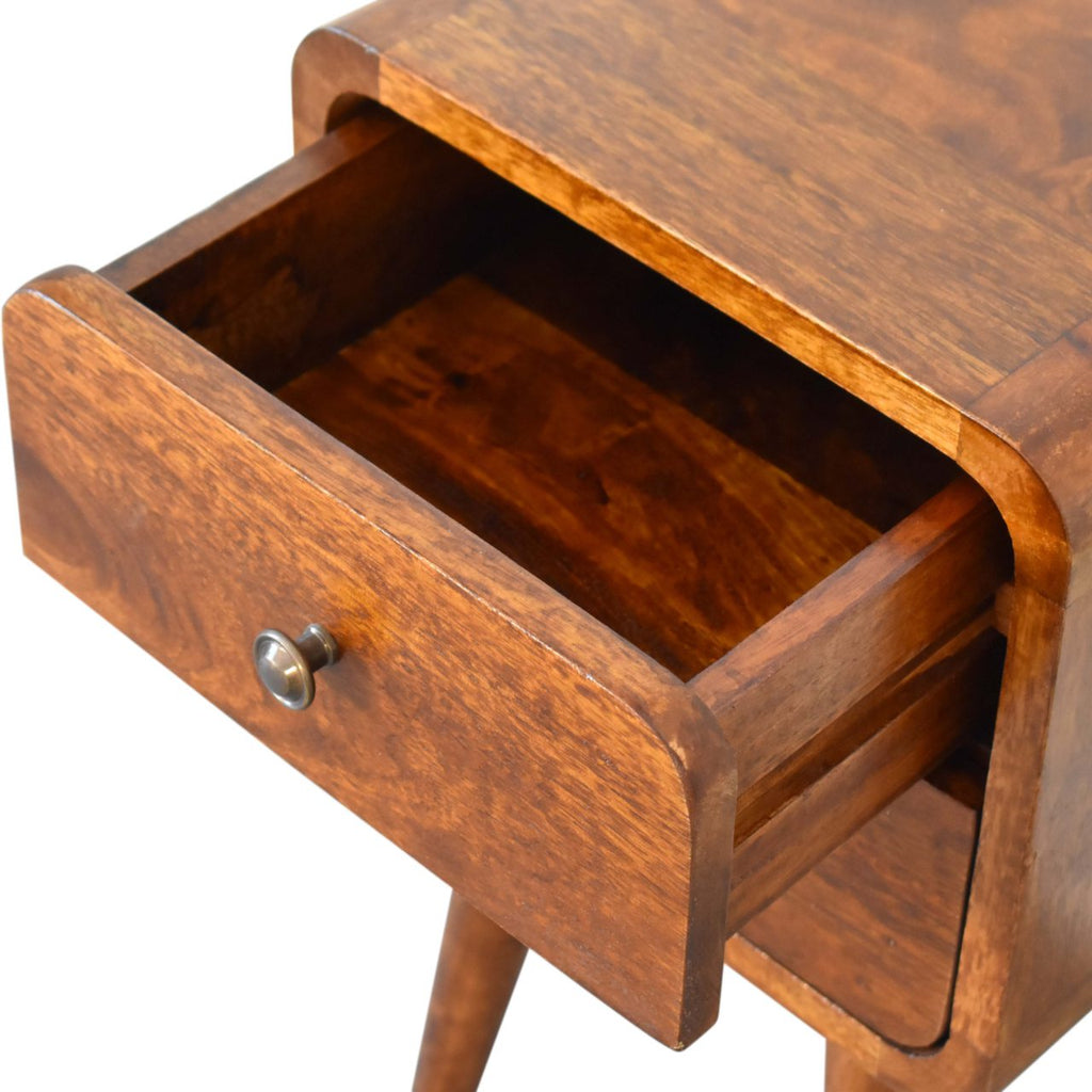 Soli Wood Mini Chestnut Curved Nightstand