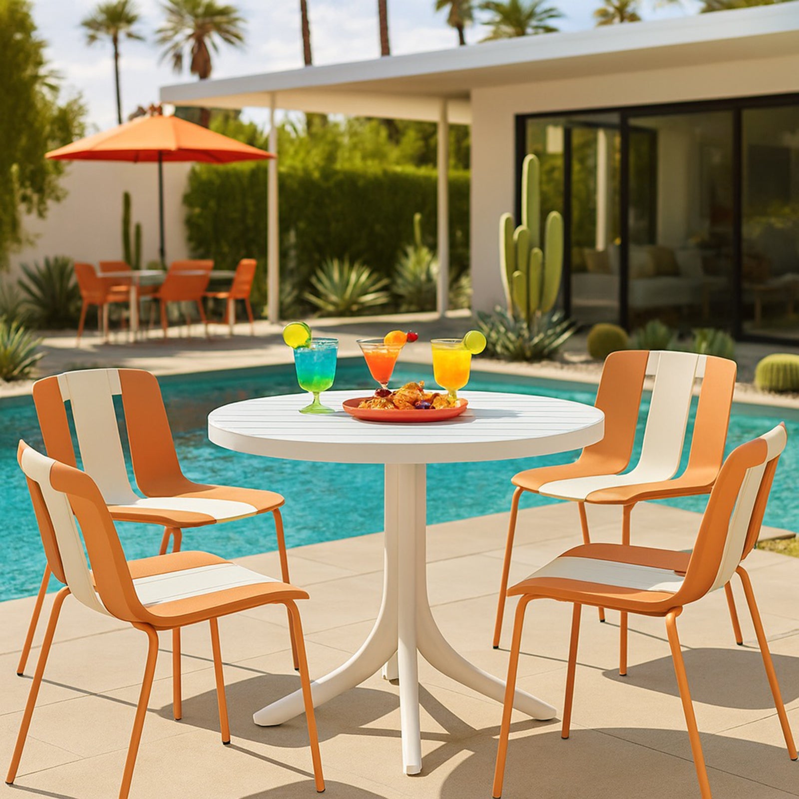 Summer 4-Pack Modern Striped Color Block Chairs