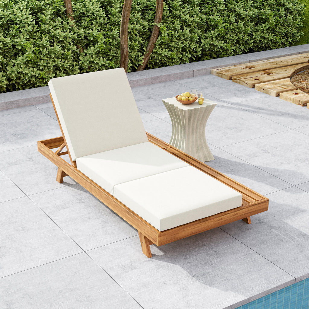 Lounge Chaise Set - Acacia Solid Wood with Lounge Cushion