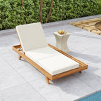 Lounge Chaise Set - Acacia Solid Wood with Lounge Cushion