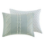 3 Piece Cotton Jacquard Comforter Set Aqua Full/Queen