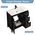35.5" Bathroom Vanity - Modern Bathroom Cabinet with Basin