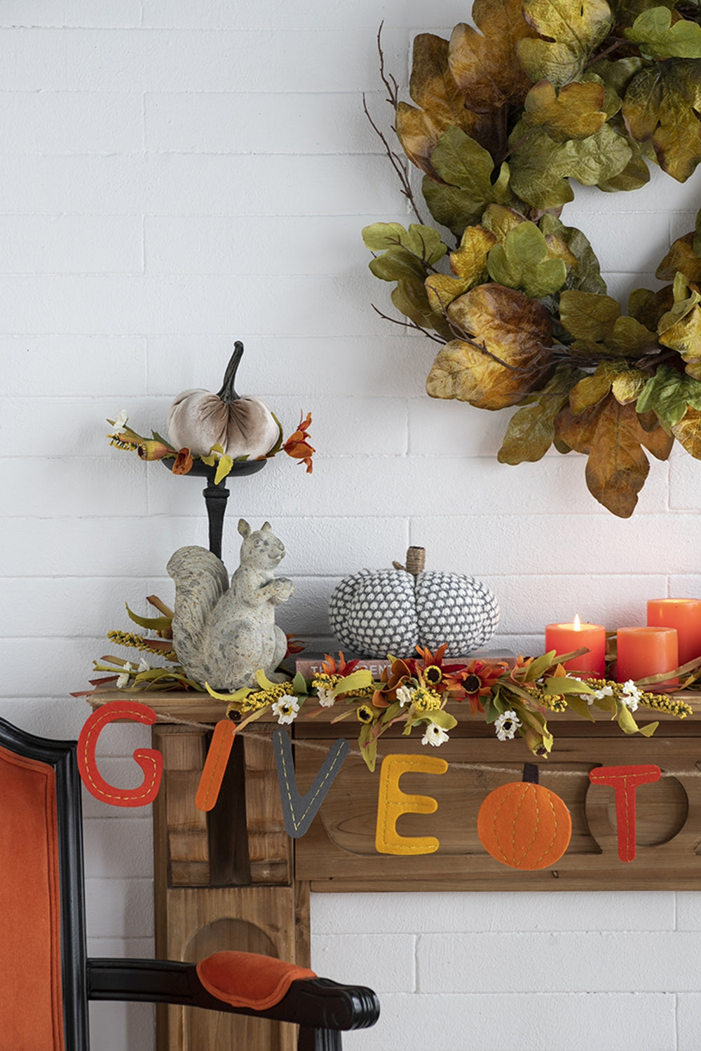 Set of 2 Knite Pumpkin Ornament Decor
