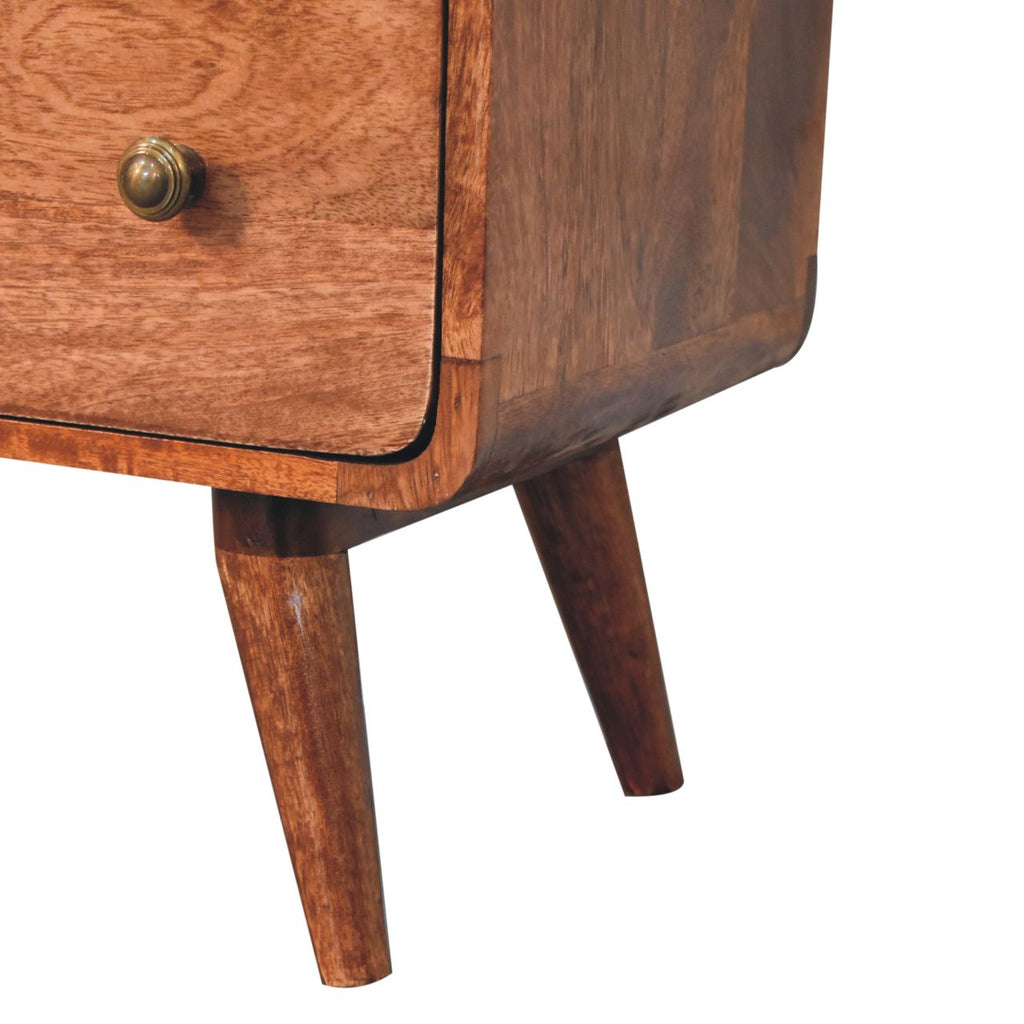 Solid Wood Curved Honey Chest of Drawers