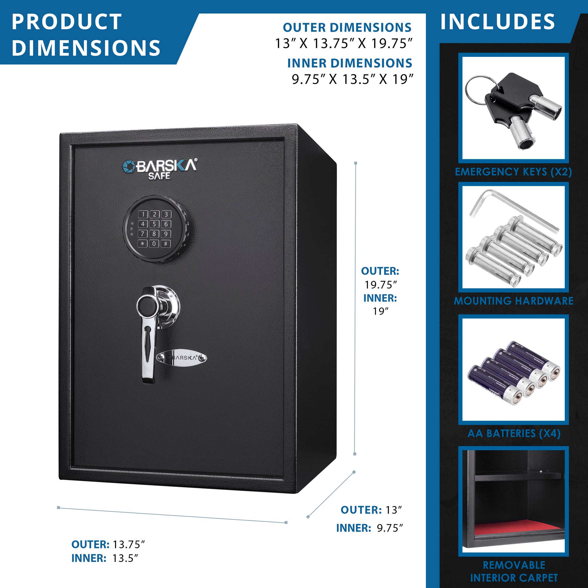 Large Digital Keypad Safe - 1.45 Cubic Ft