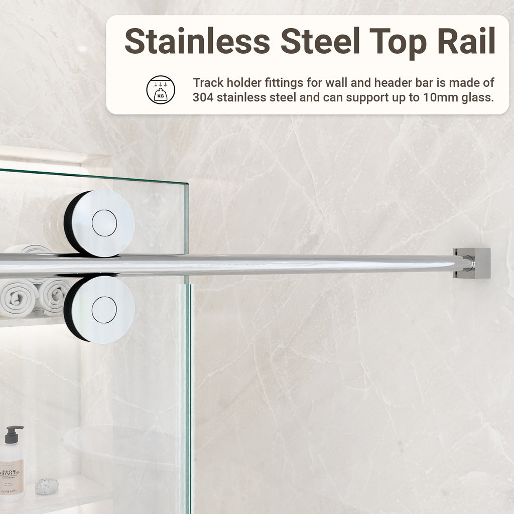 Frameless Single Sliding Shower Door – 5/16" Clear Tempered Glass