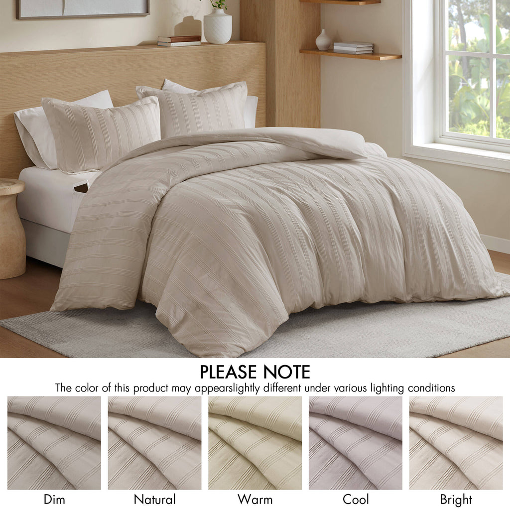 3-Piece Full Woven Striped Duvet Set