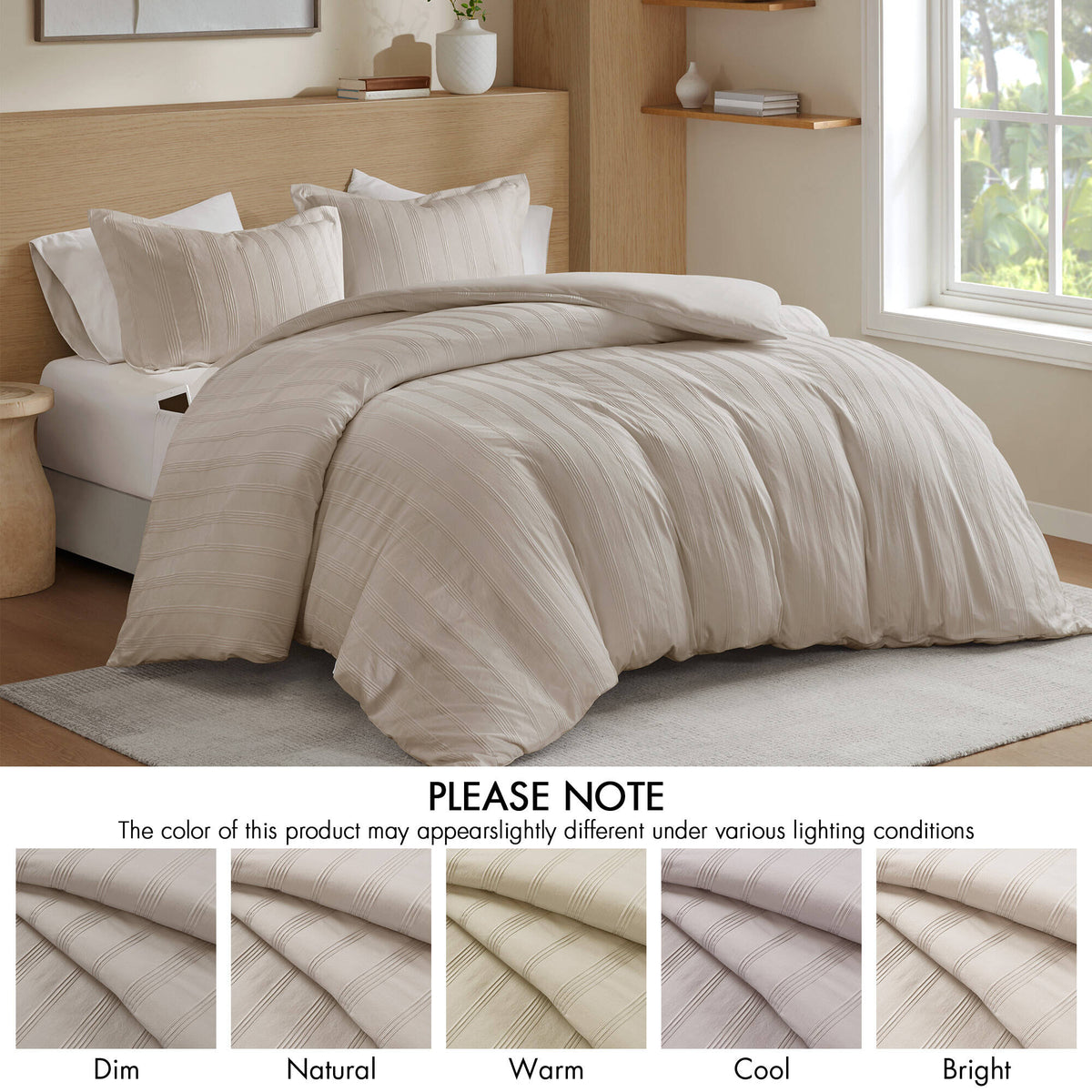 3-Piece Full Woven Striped Duvet Set