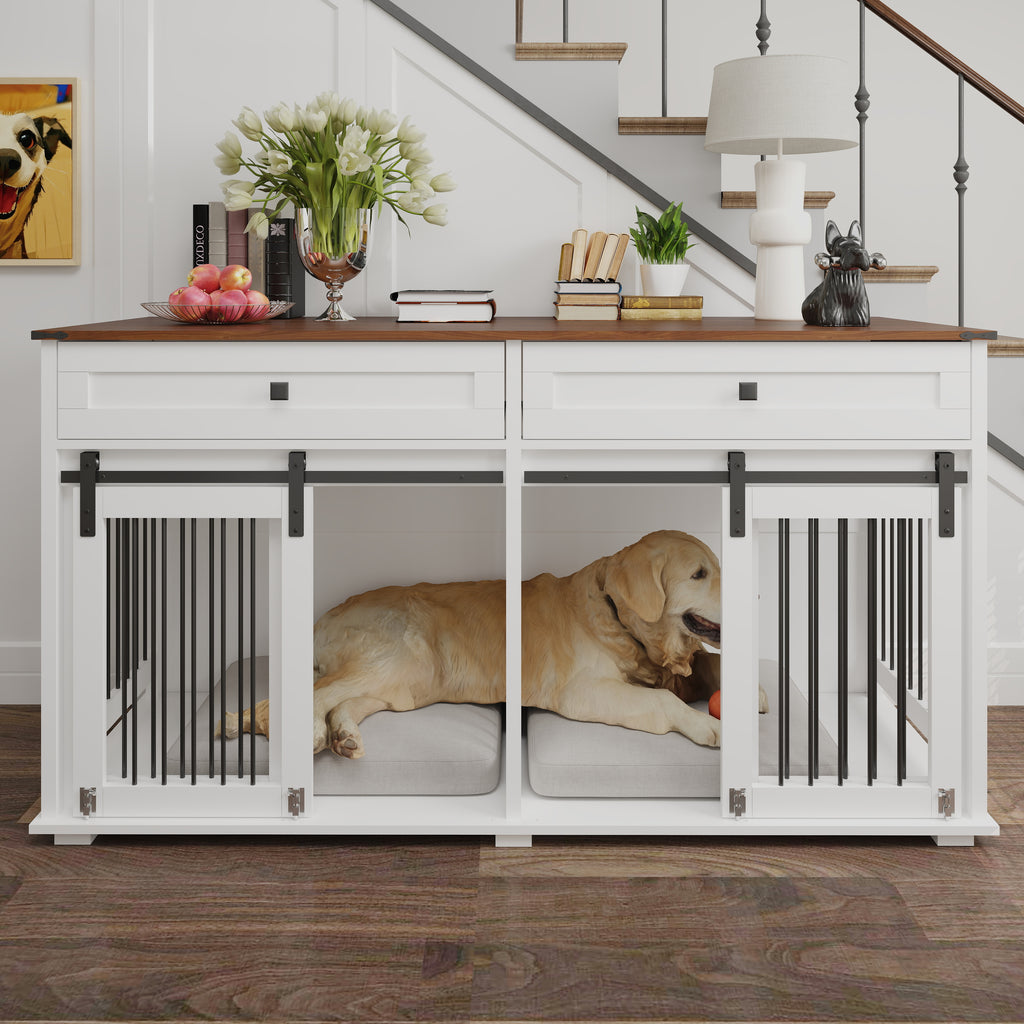 63" Large Dog Crate Furniture for Double Dogs