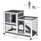 PawHut Wooden Rabbit Hutch Elevated Bunny Cage