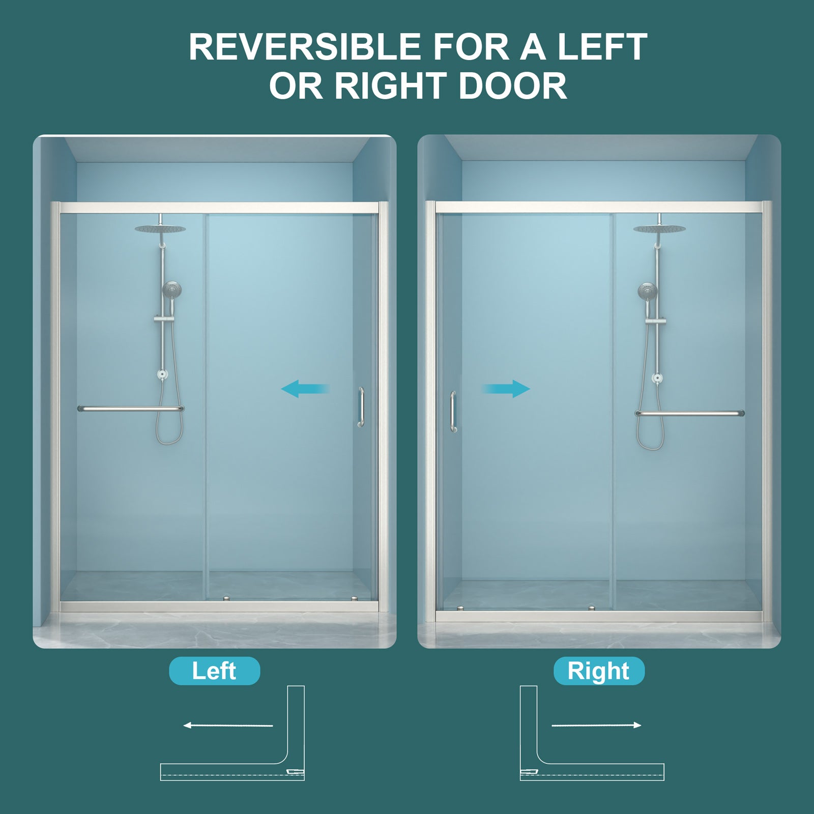 Shower Door 60" W x 72" H Single Sliding Bypass Shower Enclosure