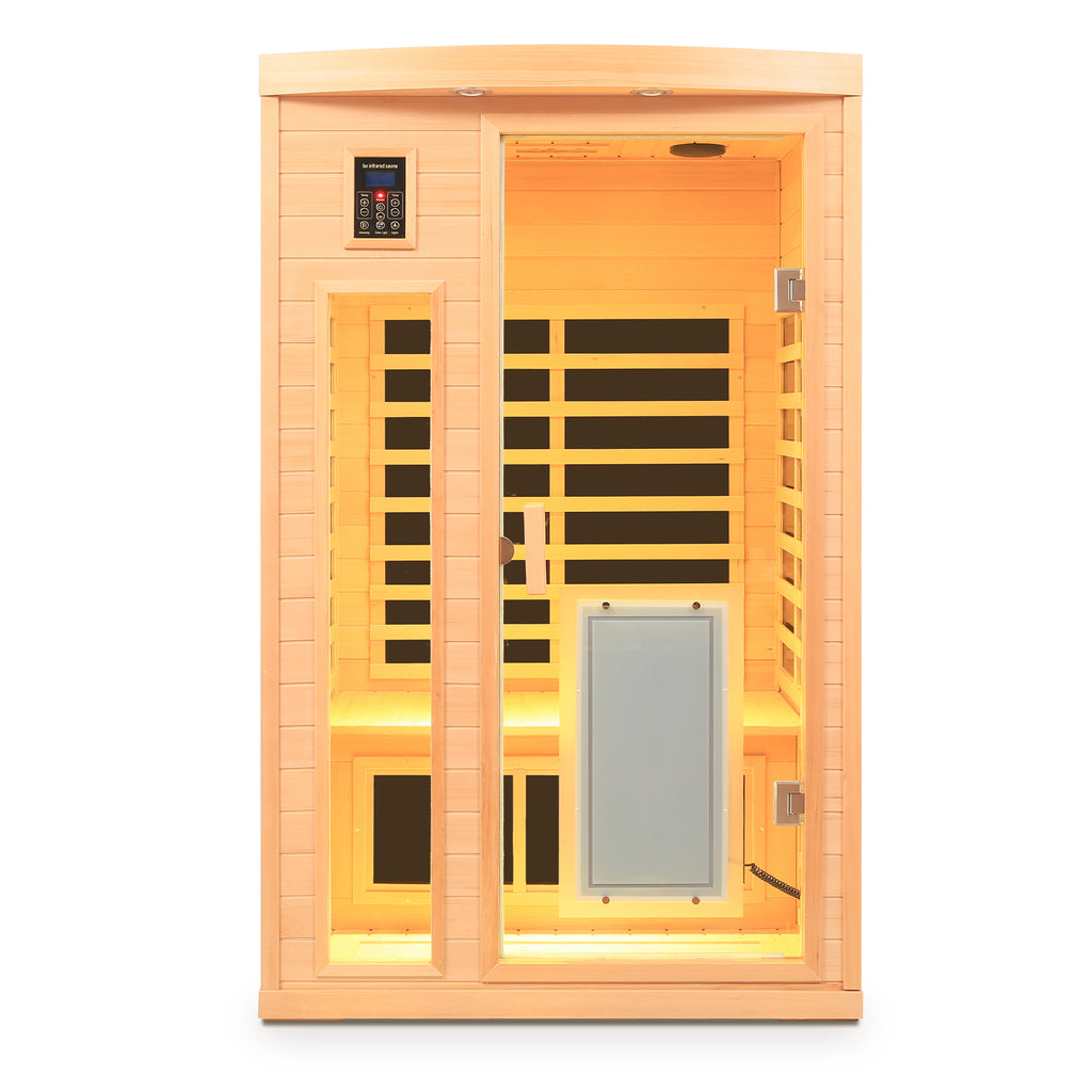 Low EMF Hemlock Wood Far-Infrared Indoor Two Person Sauna Room