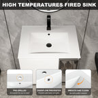 24" Wall-Mounted Bathroom Vanity With Ceramic Sink