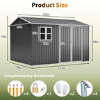 10'x8' Oversized Steel Storage Shed