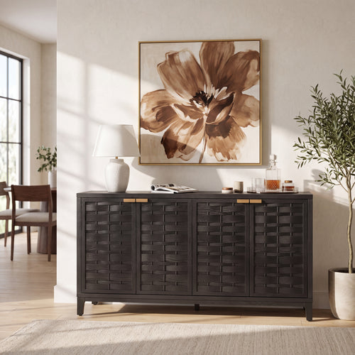 59 Inch Sideboard with 3D Woven Door Design