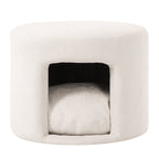 Beige Pet Friendly Ottoman with Removable Pet Cushion and Hidden Pet Nook