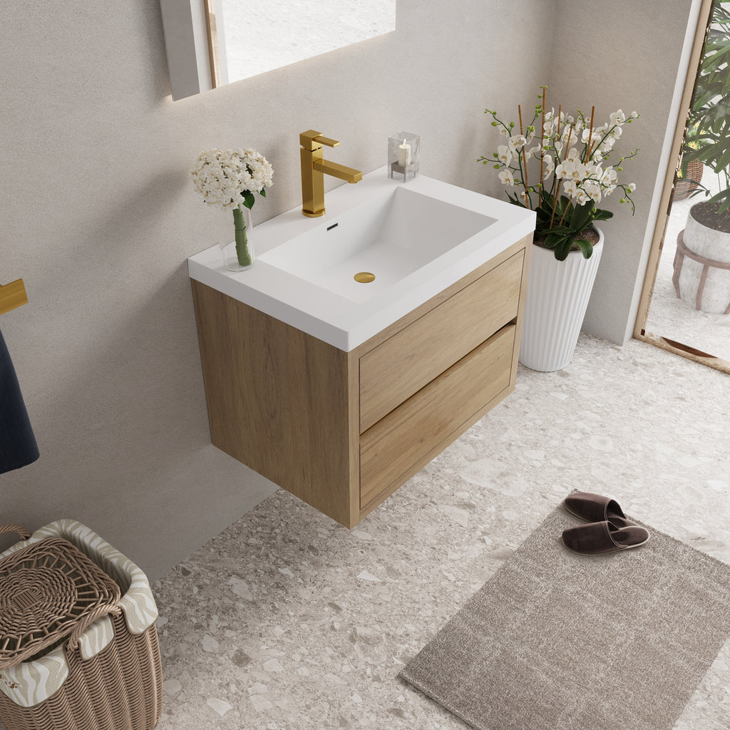 30" Wall-Mounted Bathroom Vanity with Sink