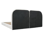 King Size Boucle Upholstered Platform Bed with Tufted Headboard