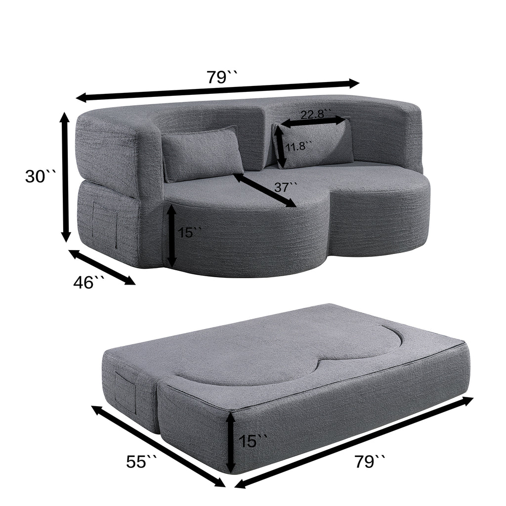 Folding Sofa Bed - Teddy Bear Fabric Sleeper