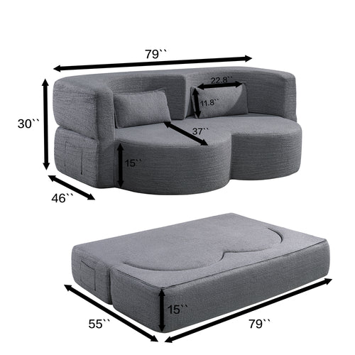 Folding Sofa Bed - Teddy Bear Fabric Sleeper